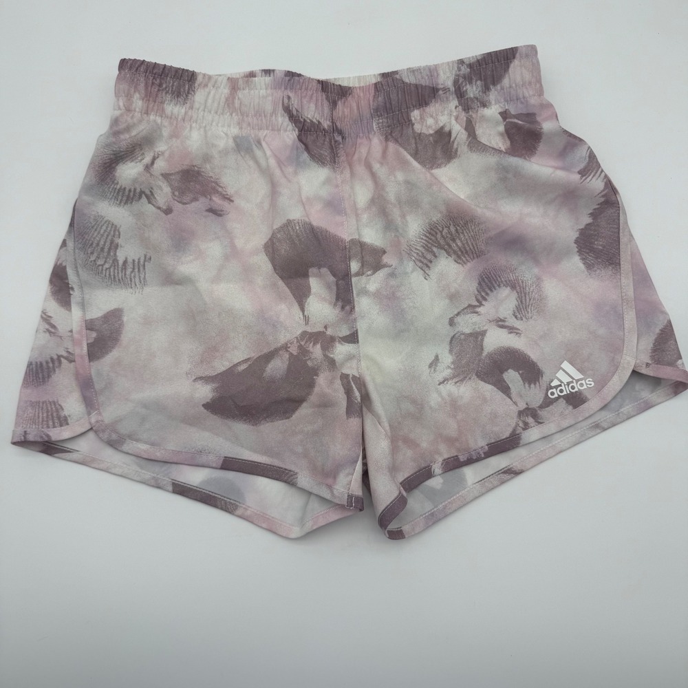 NWOT Adidas Girls Large 14 AEROREADY Pink Abstract Print Athletic Running Shorts